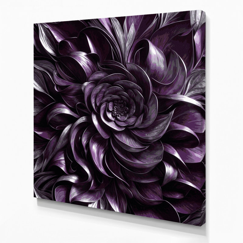 «Abstract Florals 29», art mural sur toile mauve, H 16 po x l 16 po