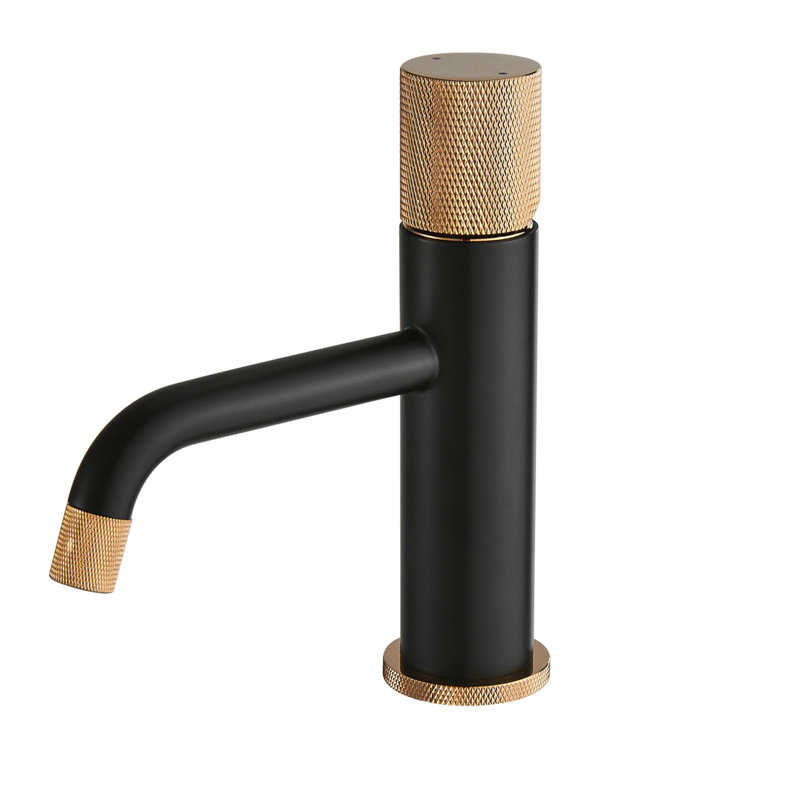 Robinet de lavabo de salle de bain en laiton, Noir et or