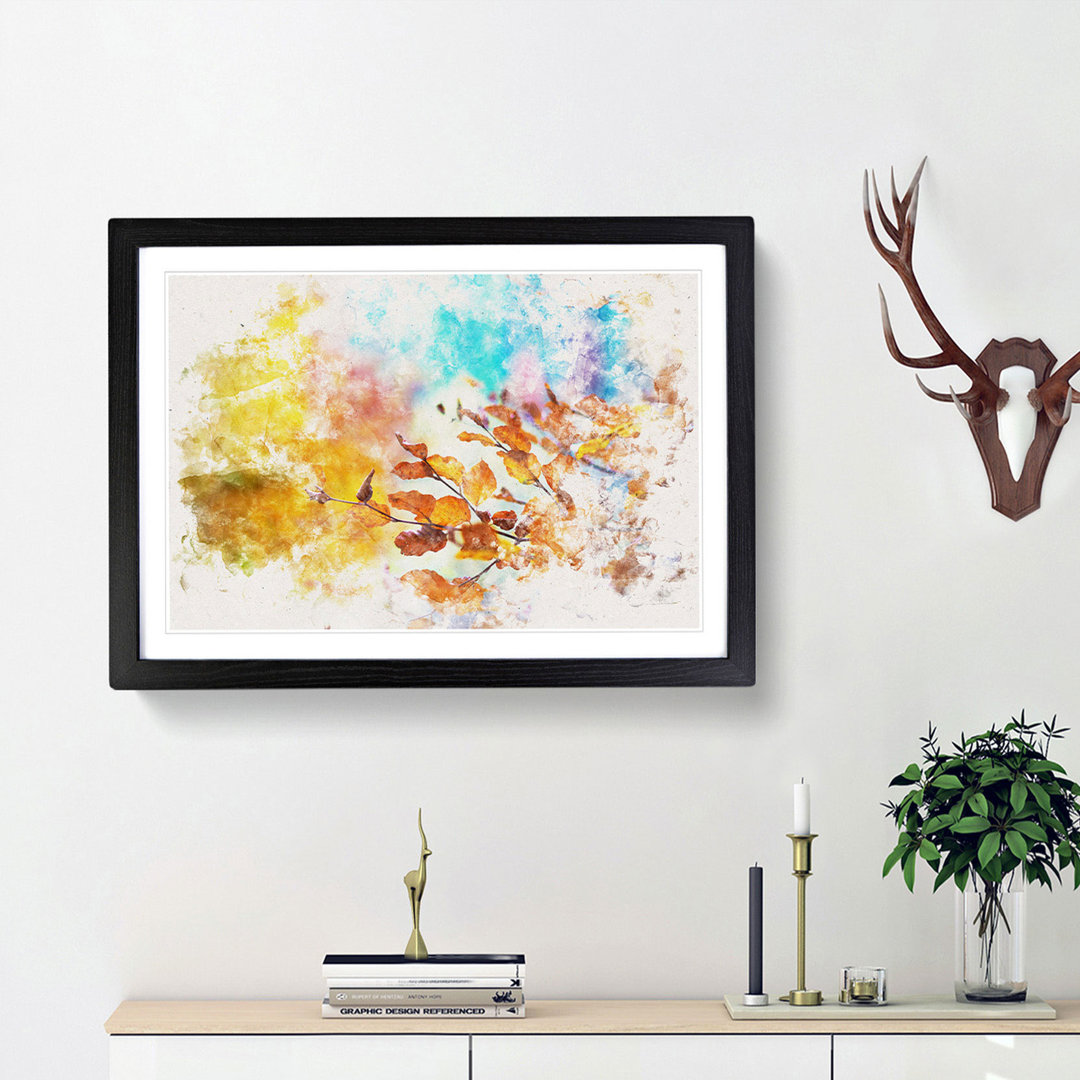 Autumn Leaves Abstract Watercolour - Single Picture Frame Print on MDF