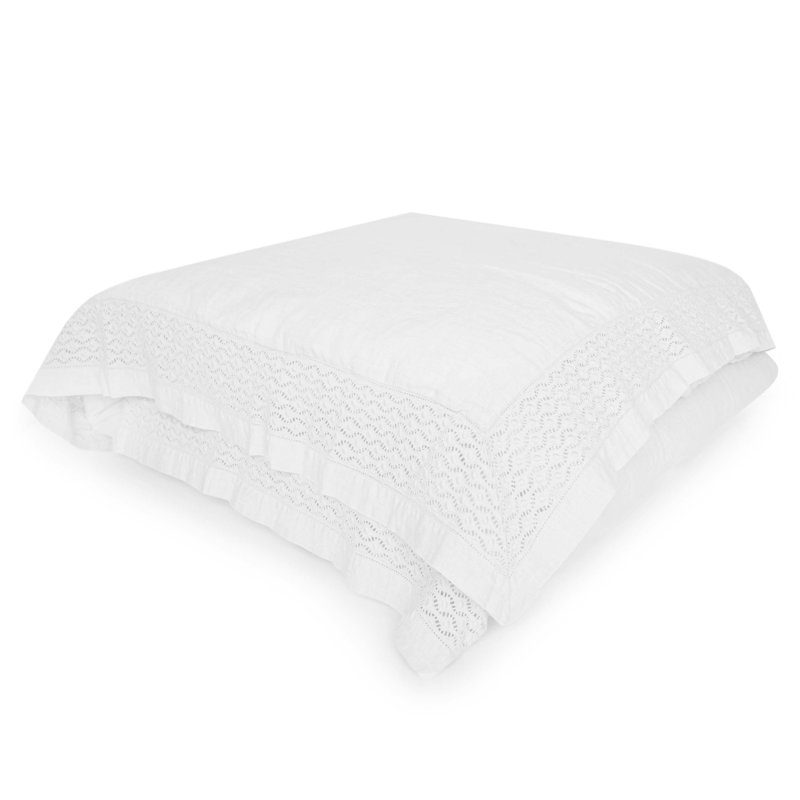 Vintage Linen Duvet Cover, Twin Duvet Cover, White