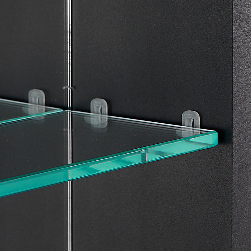 Petite armoire à miroir rectangulaire rectangulaire en aluminium noir 10 po x H 30 po avec 2 tablettes réglables, À gauche