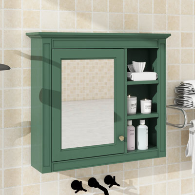 Armoire à pharmacie moderne avec miroir, armoire de rangement murale blanche 30 po x 28 po avec rangement et 3 tablettes ouvertes