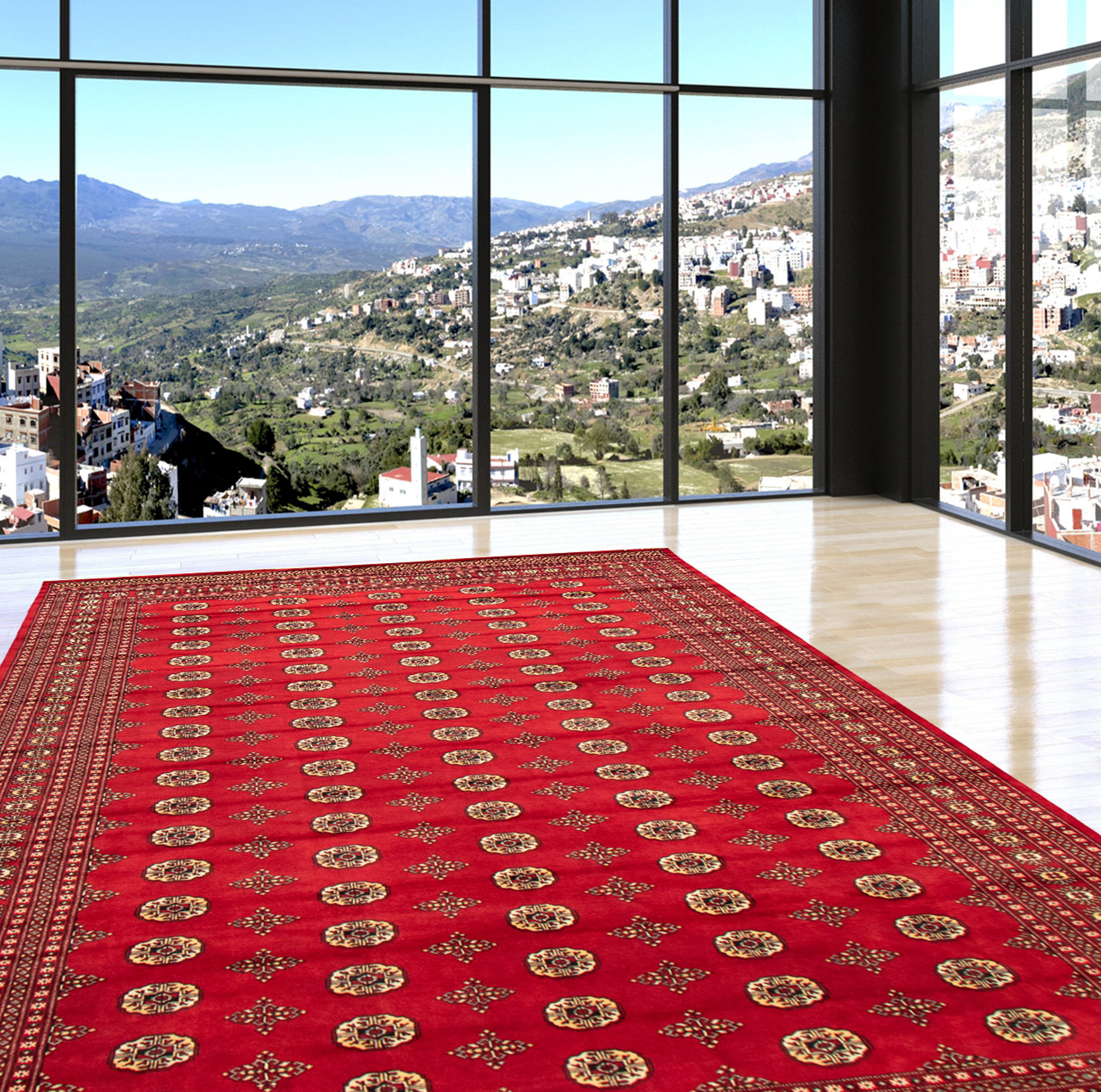 Isabelline Finest Peshawar Bokhara Dark Red Rug 9'1