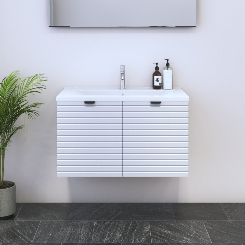 Meuble-lavabo simple 31,5 po avec plateau en bois manufacturé Boronia