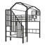Lit mezzanine en métal avec toit et boîte de rangement, simple, noir