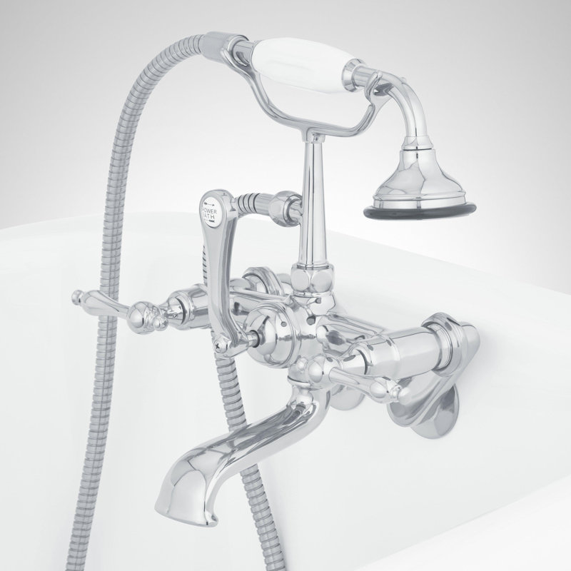 Telephone Style Tub Wall Mounted Faucet with Lever Handles, Chrome
