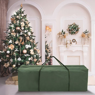 Sac de rangement pour arbre de Noël, boîte de rangement pour arbre de Noël artificiel robuste de 9 pi avec poignées et fermeture à glissière
