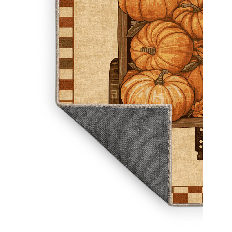 Soft Plush Finnell Thanksgiving Modern & Contemporary Abstract Area Rug in Brown – Beige Binding, 6x9