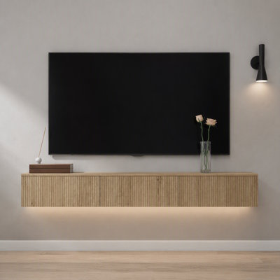 Floating TV Stand, Wall Mounted TV Stand With 16 Color Leds For 65 Inch TV