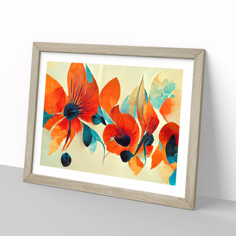 Flowers - Framed Print, 46cm H x 64cm W, Oak Framed