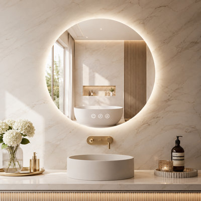 LED Bathroom Mirror with Lights, Anti-Fog, Dimmable, Backlit + Front Lit, Lighted Bathroom Vanity Mirror for Wall, Memory Function, Tempered Glass, Shatter-Proof, ETL Listed