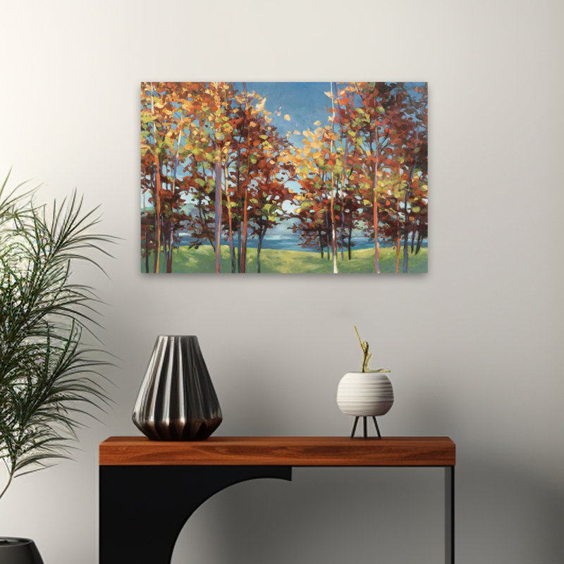Kaléidoscope - art d'automne bleu brun, H 16 po x l 24 po