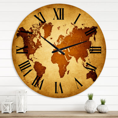 Ancienne carte du monde VI - horloge murale rétro