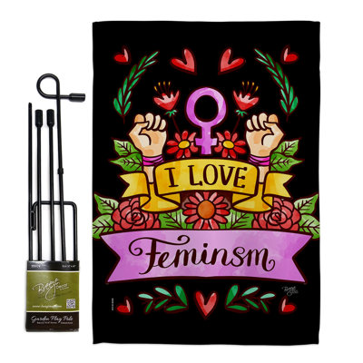 Ensemble de drapeaux en polyester 18,5 x 13 pi Love Feminsm Garden