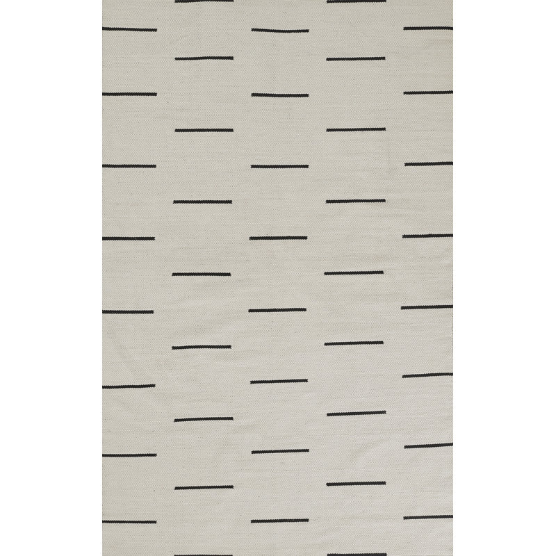 Tapis intérieur / extérieur ivoire / noir tissé à la main Malmo, Rectangle 5 pi x 7 pi 6 po