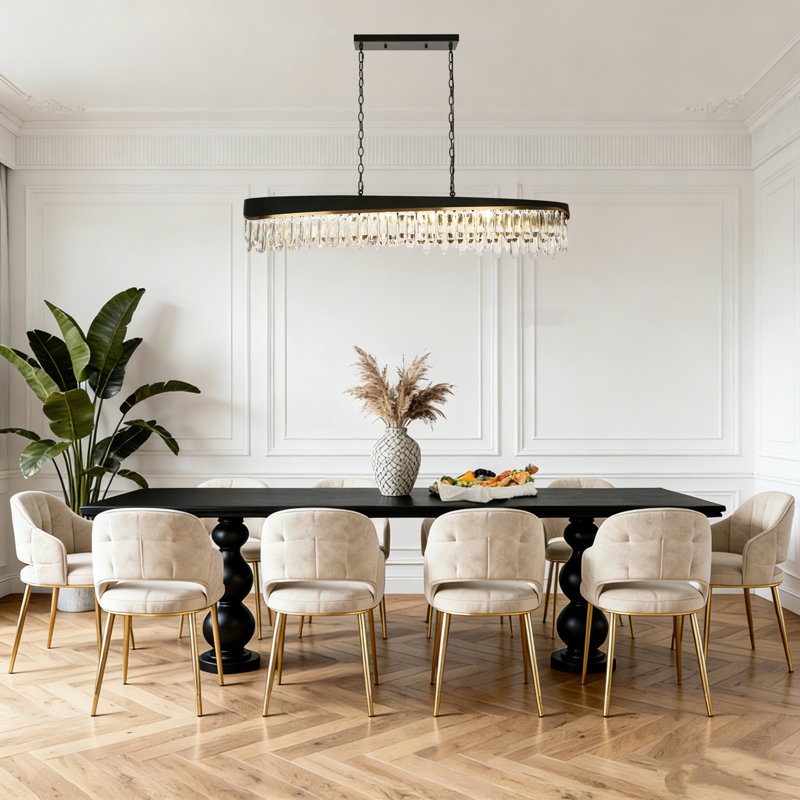 47" W 10-Light Dimmable Linear Crystal Chandelier
