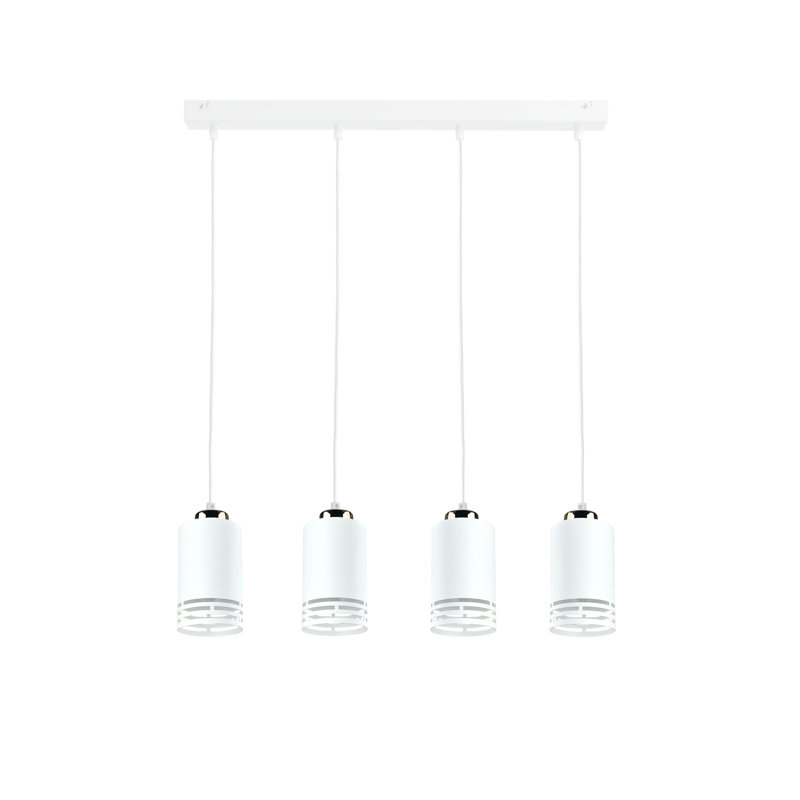 - Light Pendant, 4 Lights, White/Gold