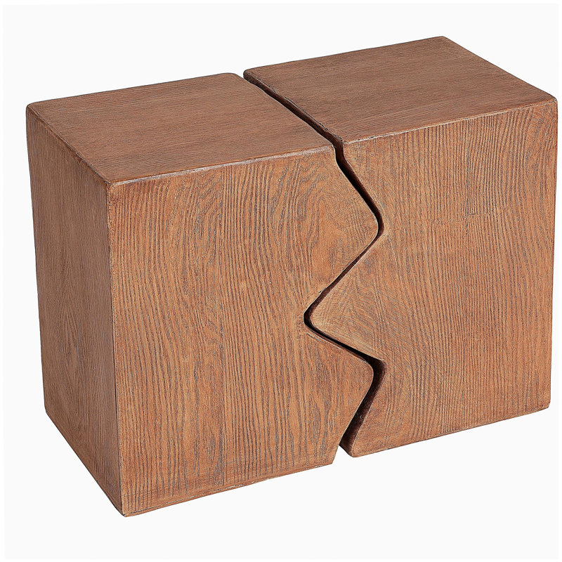Table d'appoint MGO, ensemble de 2 tables d'appoint rectangulaires d'extérieur, tabourets de jardin décoratifs pour l'intérieur et l'extérieur, table d'appoint, table d'appoint de patio, table de bout emboîtable, imitation bois naturel