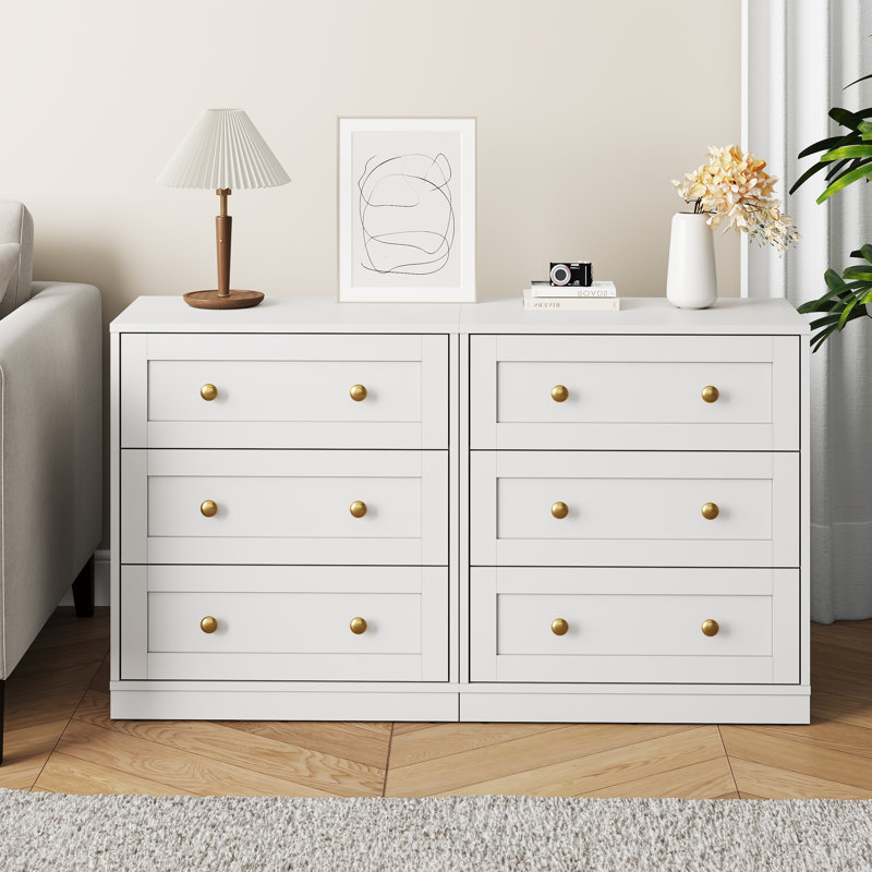 Large Nightstand With 3 Spacious Drawers,Set of 2, White