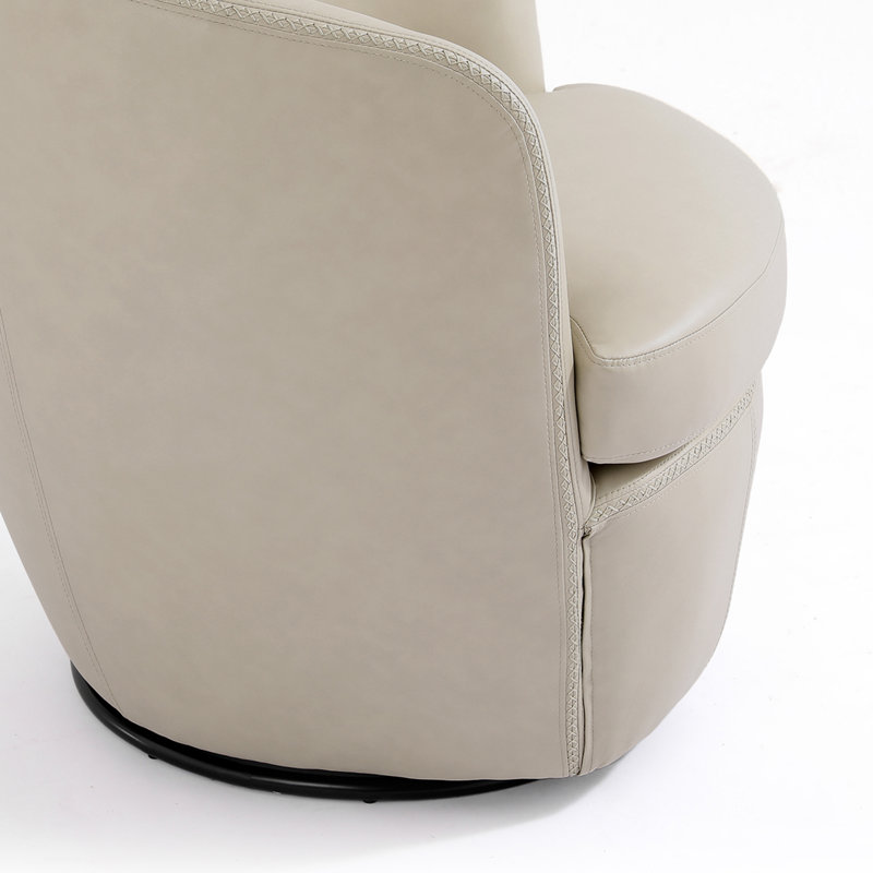 Aunna PU Leather Swivel Soft Cushion Accent Chair, Beige