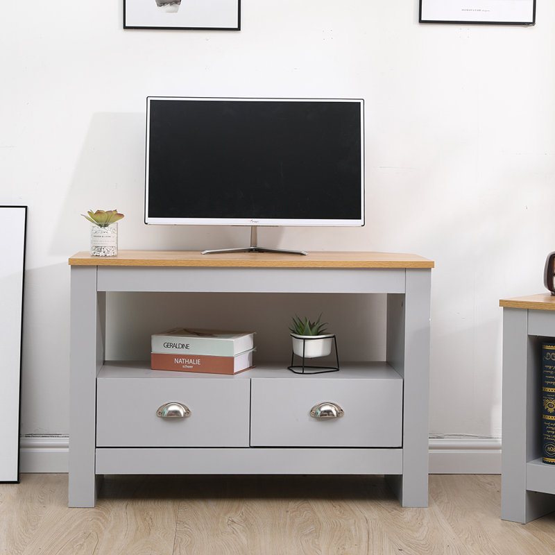 Derek Unfinished TV Stand for TVs up to 47", Oak/Grey