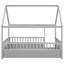 Lit en bois gris avec toit de maison et clôture stable stable