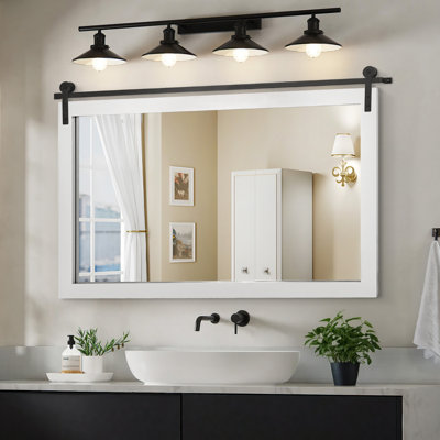 Miroir d'appoint mural rectangulaire en bois massif Farmhouse