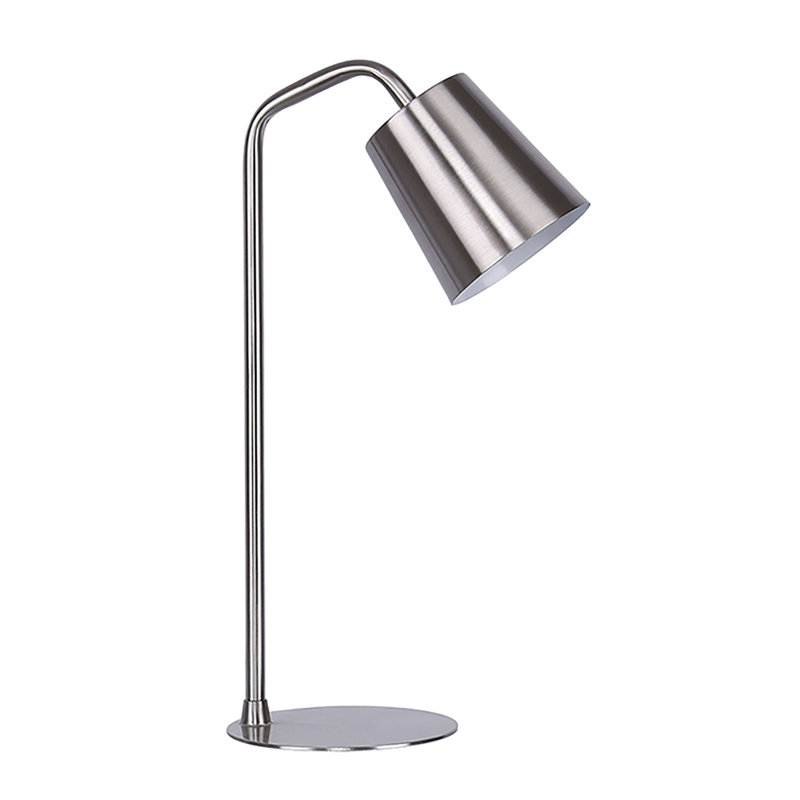 Adjustable Brushed Nickel Metal Desk Lamp with Slim Base