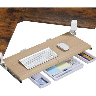Plateau ergonomique pour clavier d'angle avec pince en C réglable à 180 ° pour bureaux en L