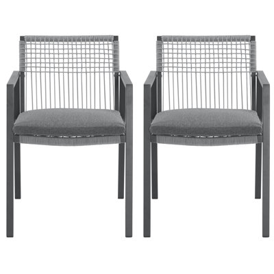 2 chaises d'extérieur - aluminium + corde pour le patio, la cour, le bord de la piscine, le coussin de balcon inclus - Rouille forte - Espaces à structure moderne et confortable