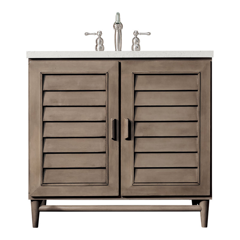Broeder 36'' Single Bathroom Vanity with Top, Whitewashed Walnut, Lime Delight, 8" Widespread