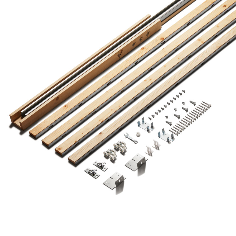 30 in. x 80 in. White Primed MDF Pocket Door Frame with Frosted Panel