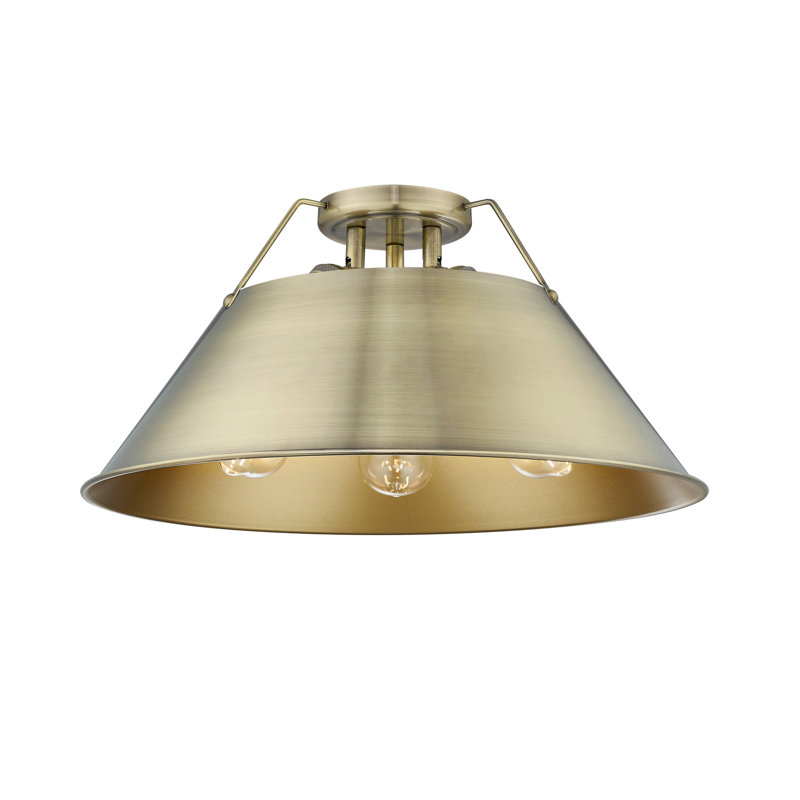 Plafonnier encastré 3 lumières Weatherford, Laiton vieilli, Laiton vieilli