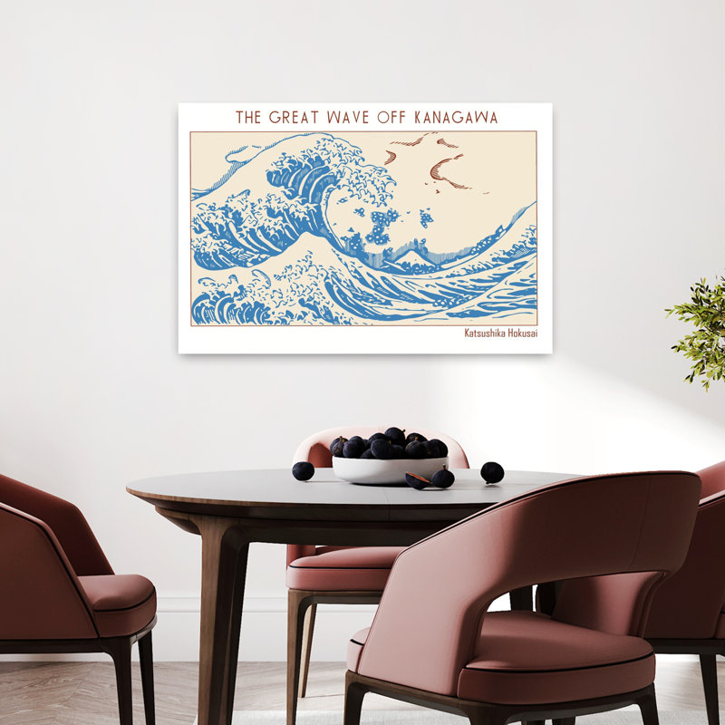 Vagues géantes japonaises, art dramatique classique de montagne, paysage traditionnel, H 24 po x l 36 po