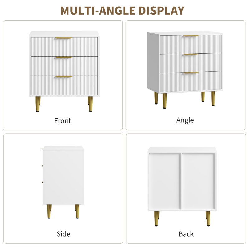 71.1 cm W Chest of 3 Drawers, White