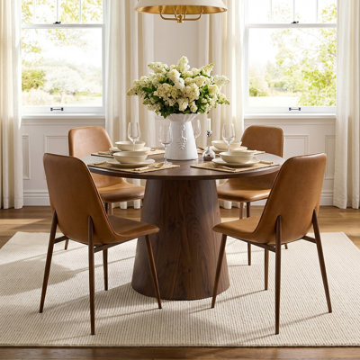 Table de salle à manger moderne pour 4 personnes avec chaises en similicuir