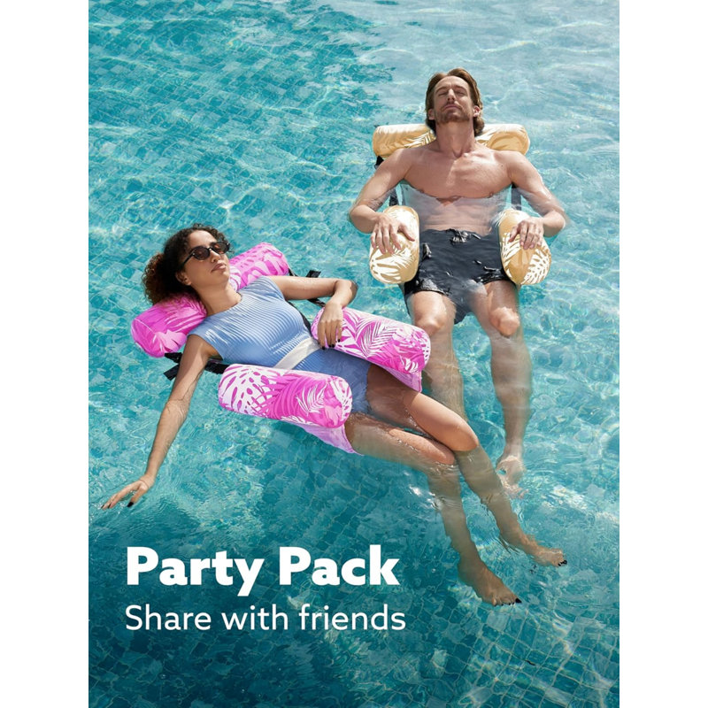 Inflatable Pool Floats Adult,2 Packs Floating Chairs, Champagne/Pink