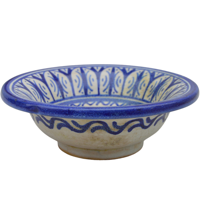 Bol en céramique bleu Judaica marocain début du 20e siècle