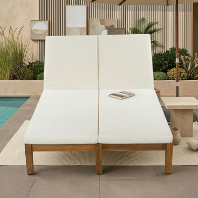 Chaise longue double extérieure ajustable avec coussins