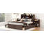 Lit plateforme robuste avec tablettes coulissantes, lit gigogne simple et 2 tiroirs, finition espresso-459535010
