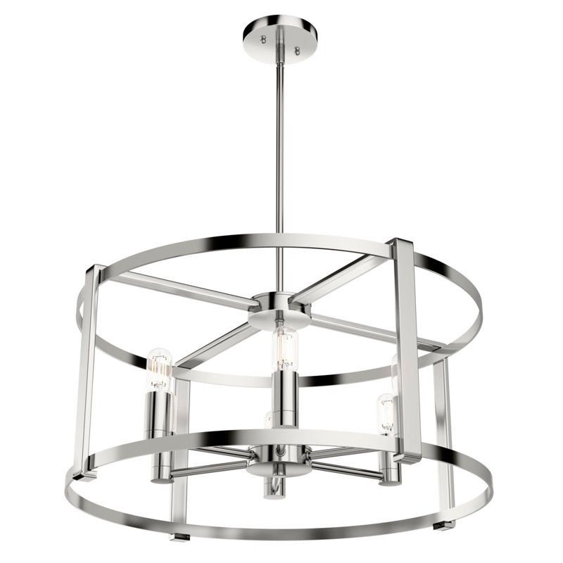 Astwood 6 - Light Aluminium Dimmable Drum Chandelier, Polished Nickel