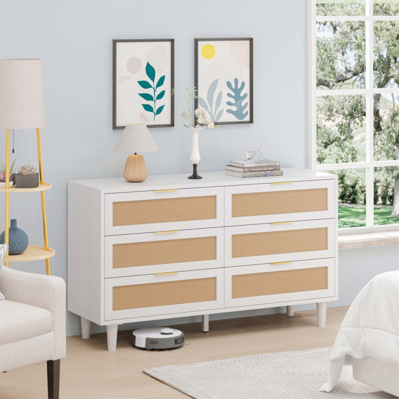 Commode 6 tiroirs Acceent, H 29,53 po x l 51,18 po x P 15,75 po, White