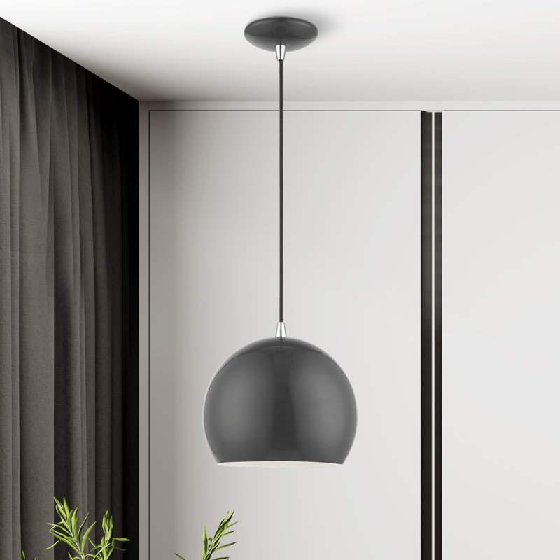 Luminaire suspendu en forme de dôme à 1 lumière Schultz, Gris foncé brillant