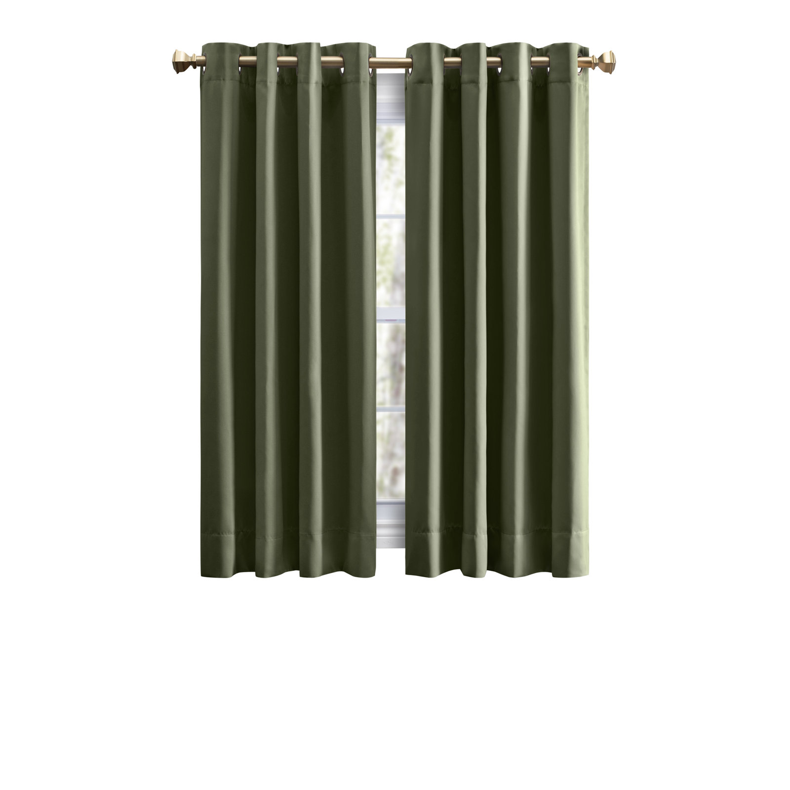 Ardelle Blackout Polyester Curtain, 56" W x 45" L, Sage with Antiqued Bronze Grommets