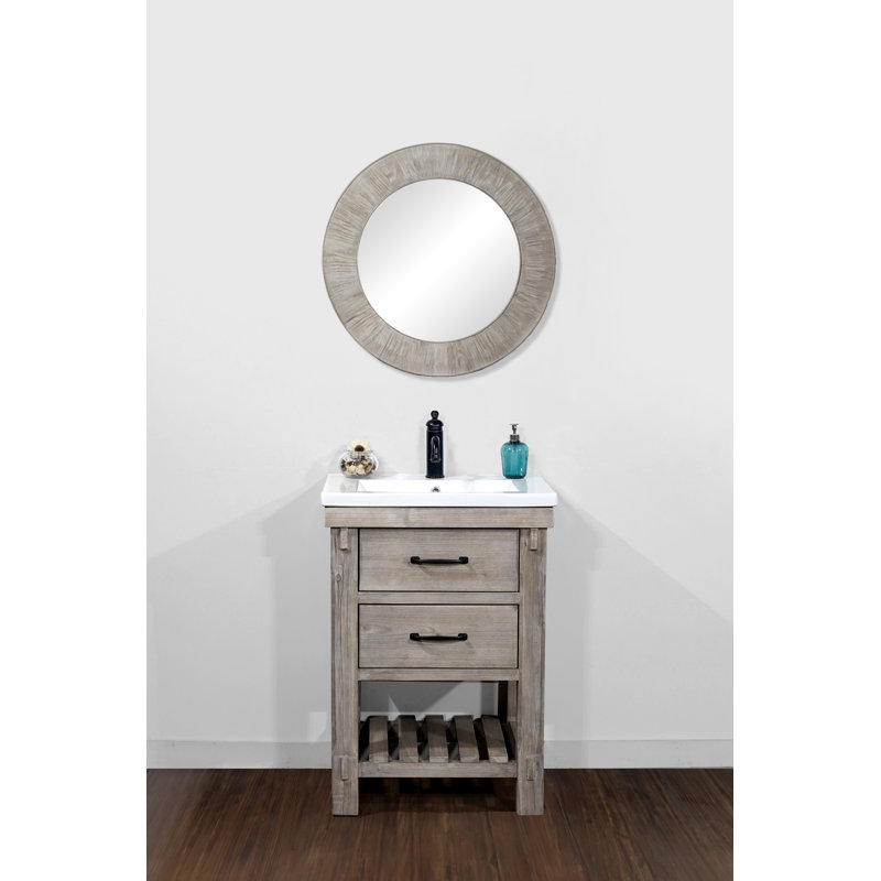 Timucin 24'' Single Bathroom Vanity with Ceramic Top, Brown