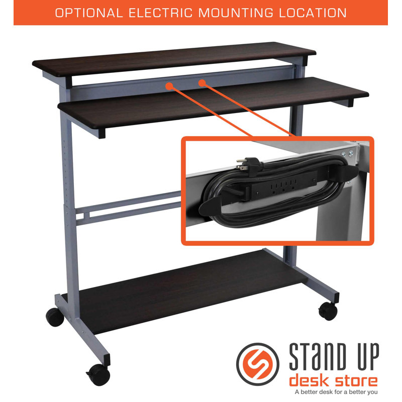 Dark Walnut Adjustable Height Standing Desk with Steel Frame