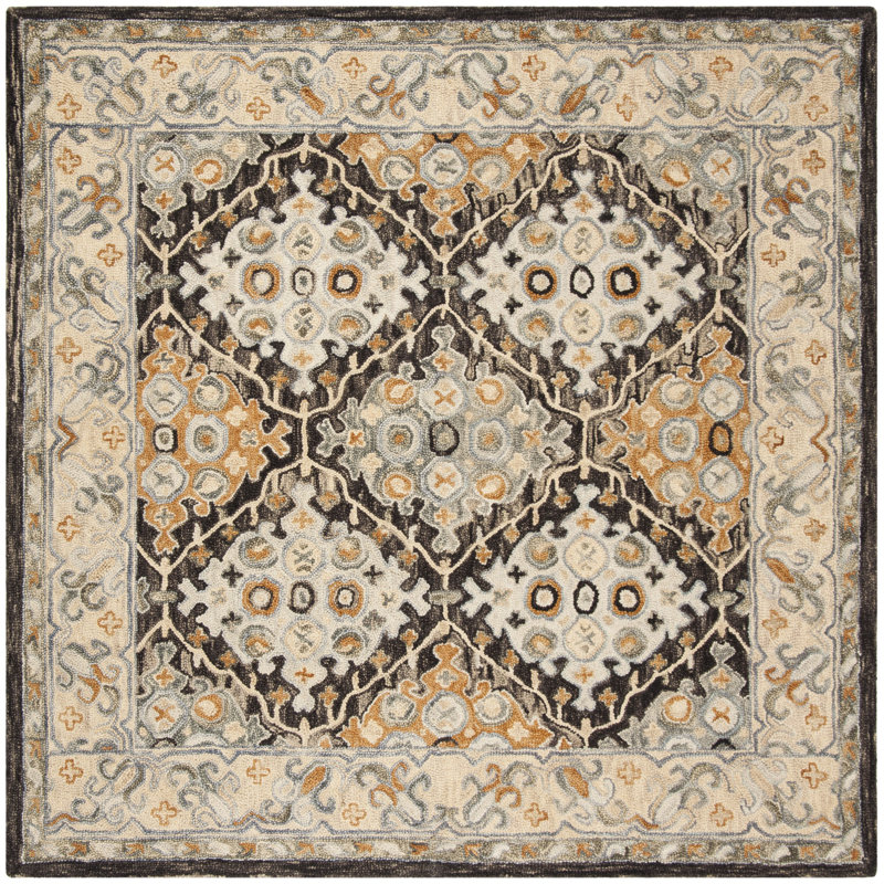 Vahakn Hand Tufted Wool/Cotton Oriental Rug in Beige/Brown, Square 5'