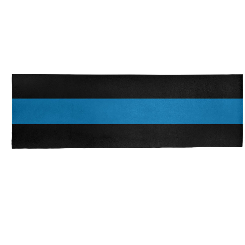 Tapis de détroit à rayures en poly-noir, Tapis de couloir 2 pi 6 po x 8 pi