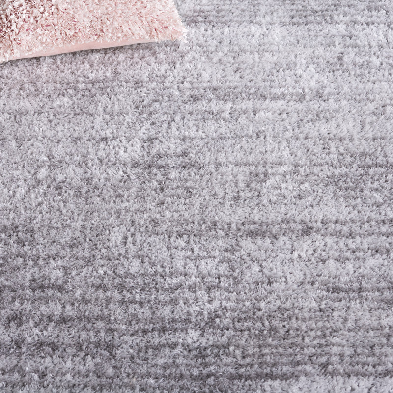 Grey and Dark Grey Rectangular Shag Area Rug, 10 x 13 ft