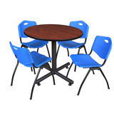 Regency Kobe Round X-Base Breakroom Table, 4 M Stack Chairs